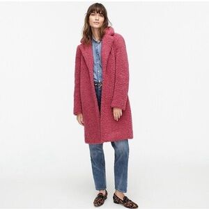 J. Crew S Sherpa Teddy Topcoat Dried Rose AB913